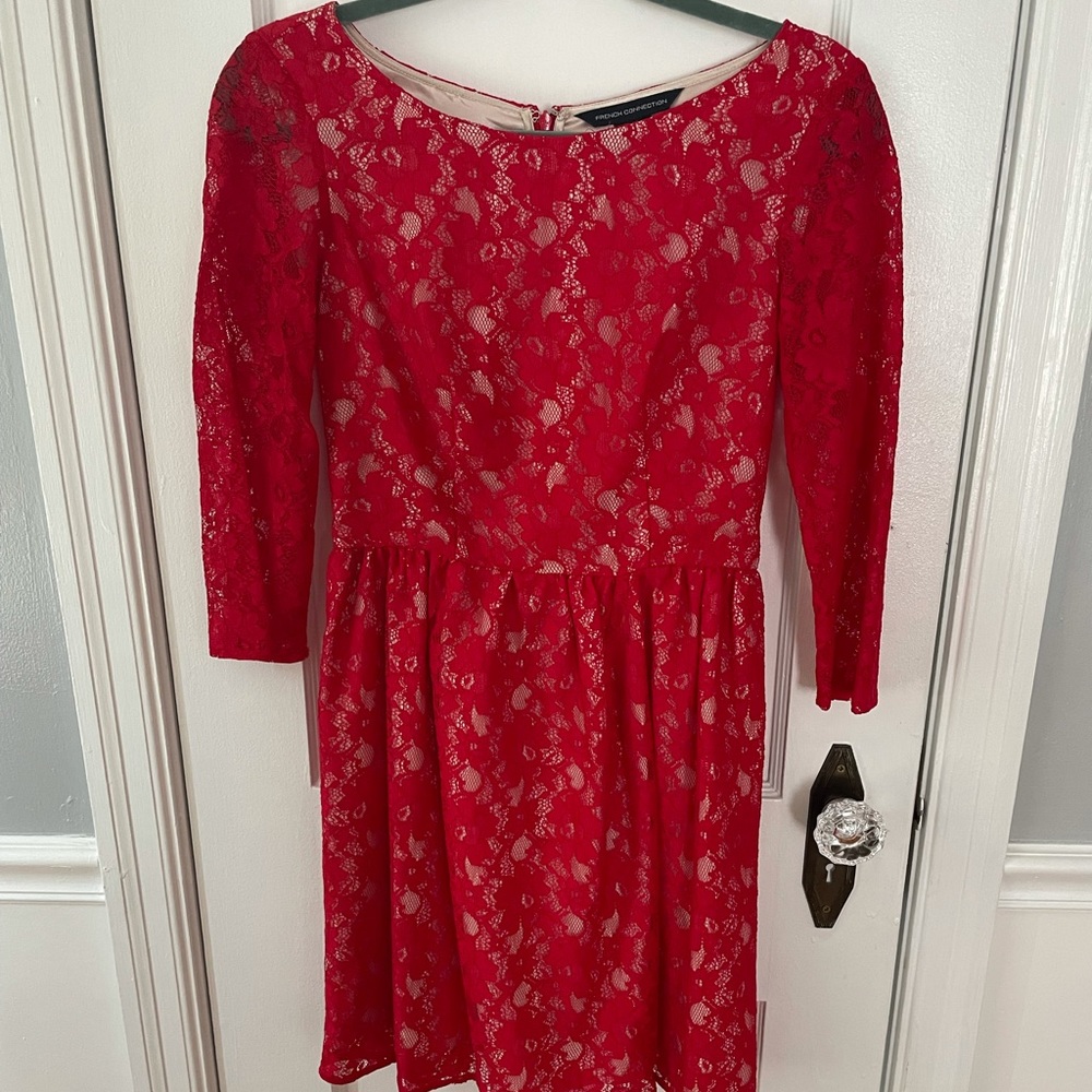 French Connection, Red Lace Dress
